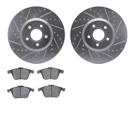 DYNAMIC FRICTION CO 7502-54055, Rotors-Drilled and Slotted-Silver with 5000 Advanced Brake Pads, Zinc Coated 7502-54055